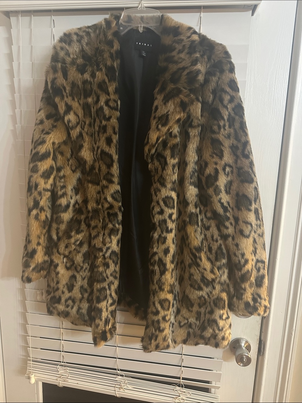 Tribal Leopard Print Faux Fur Coat in Brown and Black